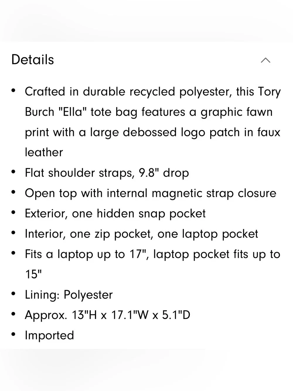 *NWT* Tory Burch Ella Fawn-Print Tote Bag